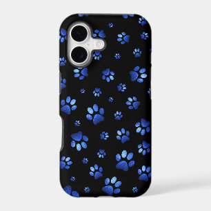 Blue glitter dog paw pattern