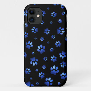 Blue glitter dog paw pattern Case-Mate iPhone case