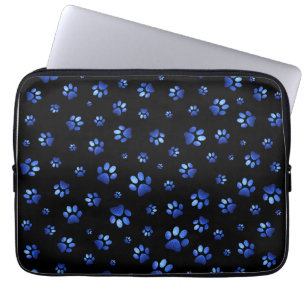 Blue glitter dog paw pattern  laptop sleeve