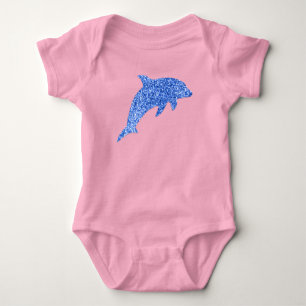 Blue Glitter Dolphin Baby Bodysuit