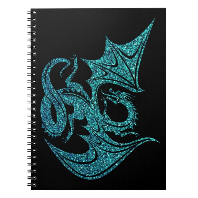Blue Glitter Dragon Notebook (Front)