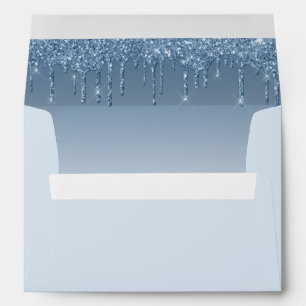 Blue Glitter Drip Baby Shower Envelope 