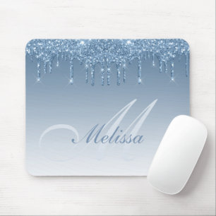 blue glitter drips personalized mouse pad