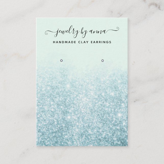 Blue Glitter Earring Display Business Card (Front)