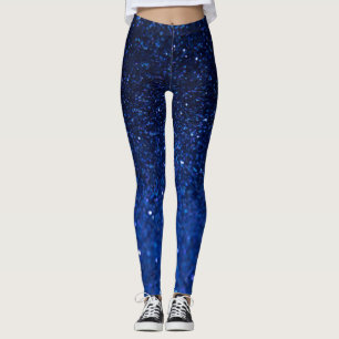 Blue Glitter Effect Womens Leggings