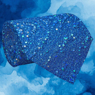 Blue Glitter Faux Silk Luxury Gentleman's Tie
