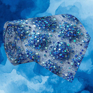 Blue Glitter Faux Silk Luxury Gentleman's Tie