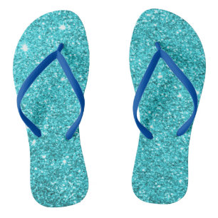 Blue Glitter Flip Flops