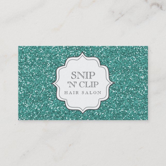 Blue Glitter Glitz Hair Stylist Cards (Front)
