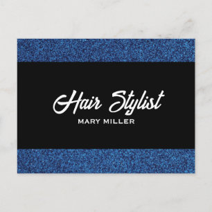Blue Glitter Hair Stylist Modern Scissors Black Postcard