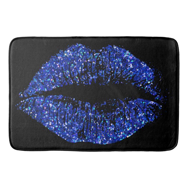 Blue Glitter Lips #2 Bath Mat (Front)