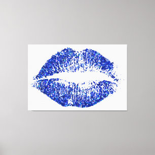 Blue Glitter Lips #2 Canvas Print