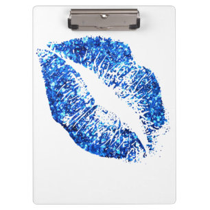 Blue Glitter Lips #2 Clipboard
