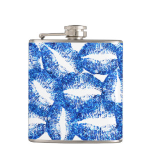 Blue Glitter Lips #2 Hip Flask