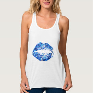 Blue Glitter Lips #2 Singlet
