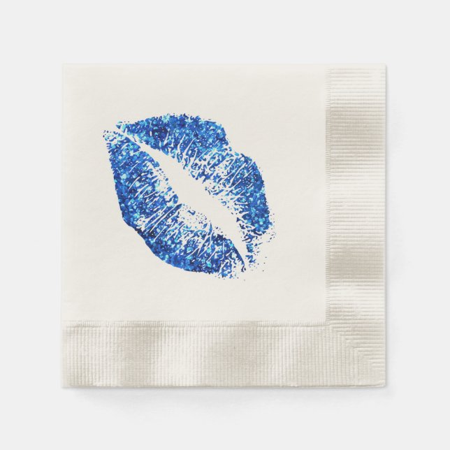 Blue Glitter Lips #3 Napkin (Front)