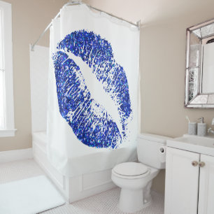 Blue Glitter Lips #3 Shower Curtain