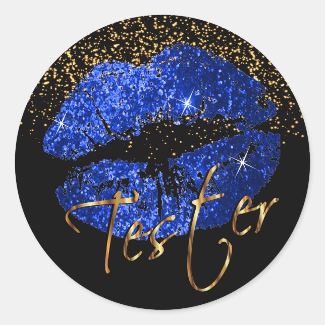 Blue Glitter Lips 3 - Tester Classic Round Sticker (Front)