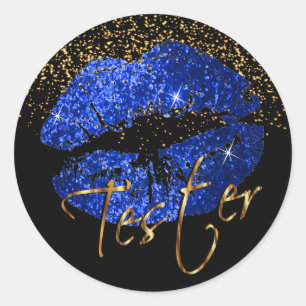 Blue Glitter Lips 3 - Tester Classic Round Sticker