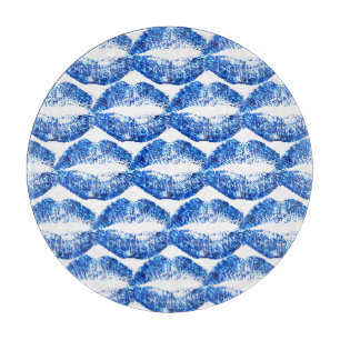 Blue Glitter Lips #4 Cutting Board
