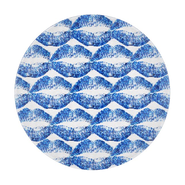 Blue Glitter Lips #4 Cutting Board (Front)