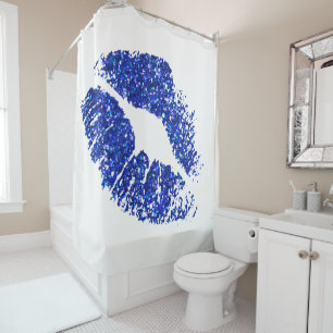 Blue Glitter Lips #4 Shower Curtain