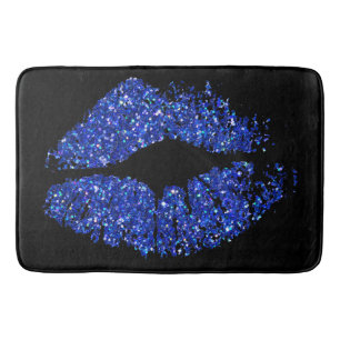 Blue Glitter Lips Bath Mat