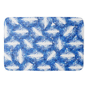 Blue Glitter Lips Bath Mat