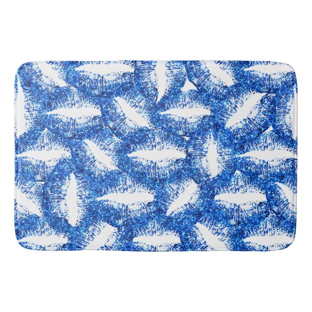 Blue Glitter Lips Bath Mat (Front)