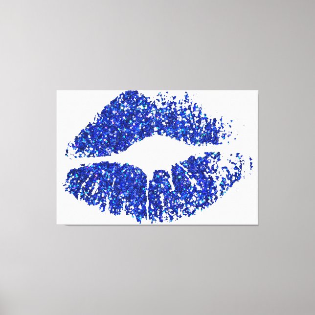 Blue Glitter Lips Canvas Print (Front)