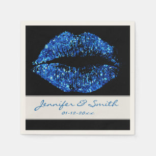 Blue Glitter Lips Napkin