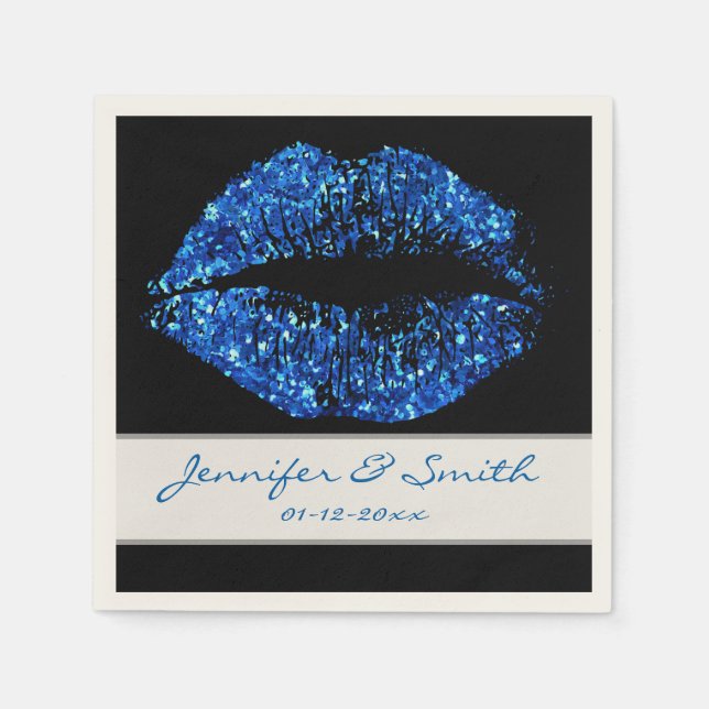Blue Glitter Lips Napkin (Front)