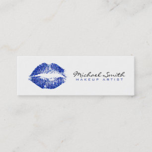 Blue Glitter Lips Stylish Makeup Artist Mini Business Card