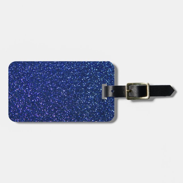 Blue Glitter Luggage Tag (Front Horizontal)