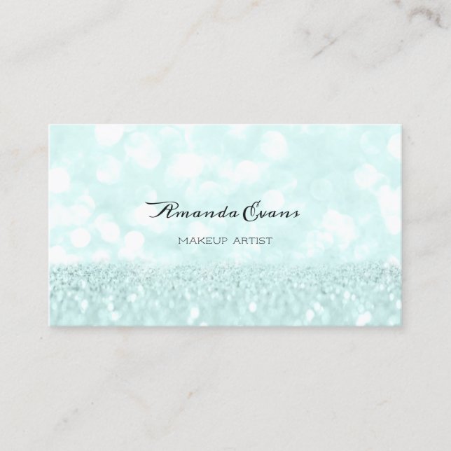 Blue Glitter Makeup Artist Blogger Event Appointment Card (Front)