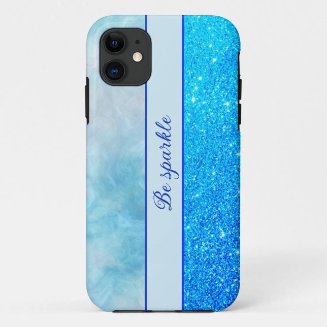 Blue Glitter- marble iPhone Case (Back)