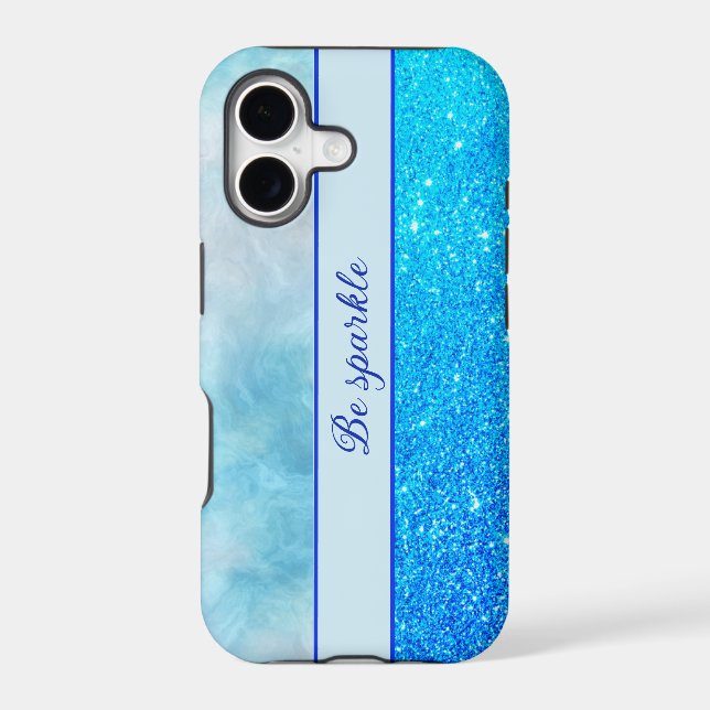 Blue Glitter- marble iPhone Case (Back)