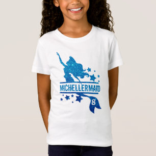 Blue Glitter Mermaid Birthday Shirt - Personalised