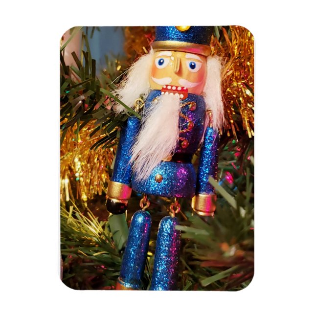 Blue Glitter Nutcracker soldier christmas ornament Magnet (Vertical)