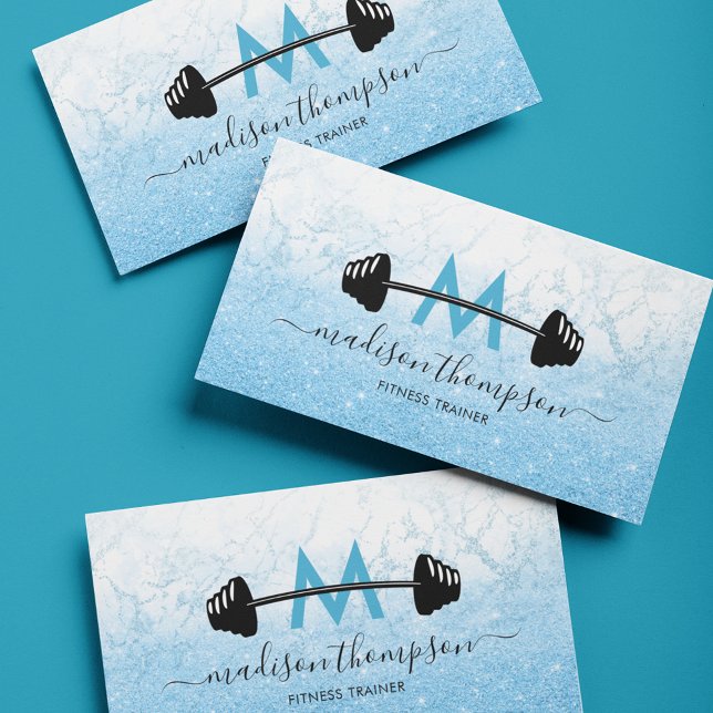 Blue Glitter Personal Trainer Business Card (Creator Uploaded)