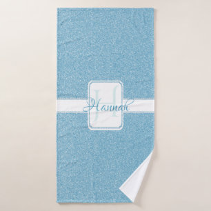 Blue Glitter Personalised Bath Towels