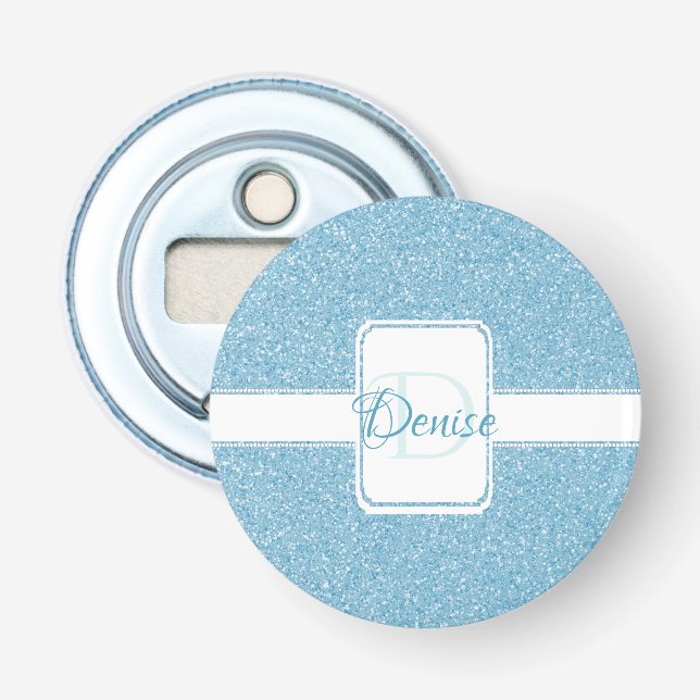 Blue Glitter Personalised  Bottle Opener (Front)