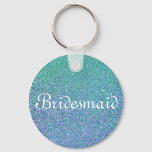 Blue Glitter Personalised Bridesmaid Key Ring