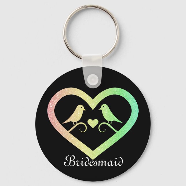 Blue Glitter Personalised Bridesmaid Key Ring (Front)