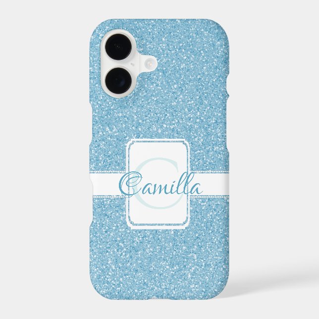 Blue Glitter Personalised Case-Mate iPhone Case (Back)