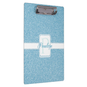 Blue Glitter Personalised Clipboard