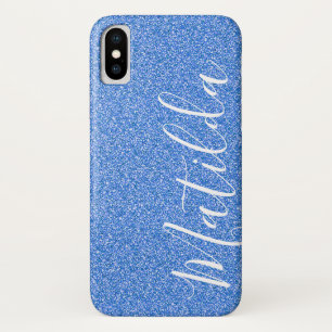 Blue Glitter Personalised Name Script Case-Mate iPhone Case