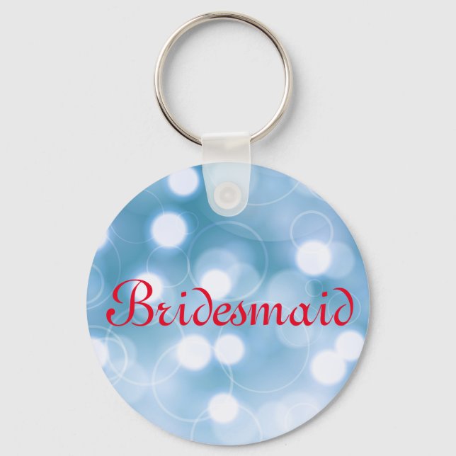 Blue Glitter Personalized Bridesmaid Keychain (Front)