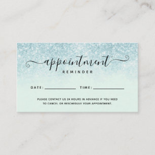 Blue Glitter Salon Spa Appointment Reminder Card