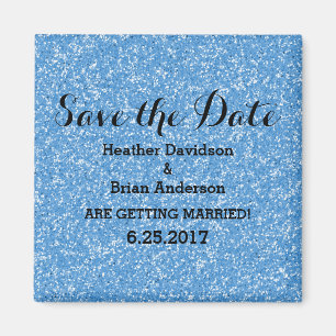 Blue Glitter Save the Date Magnet